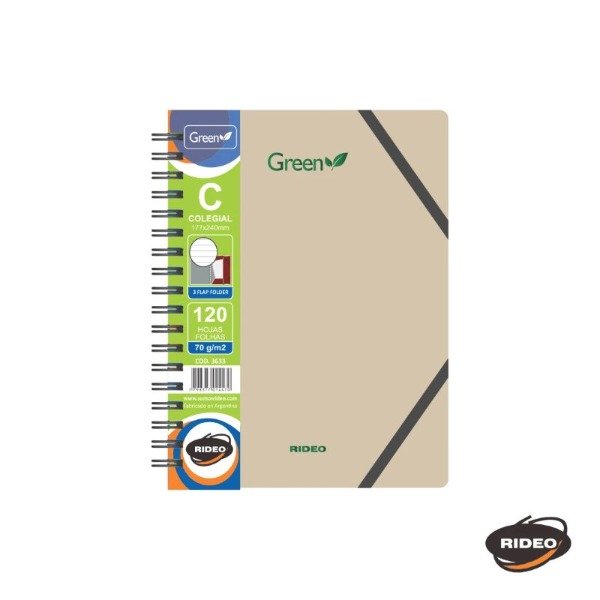 Producto - Cuaderno Colegial Rideo Green  120 Hojas Rayadas