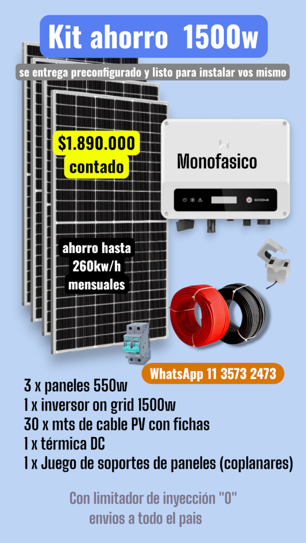 Producto - Kit Solar Ahorro 1500w  GOODWE con limitador monofásico