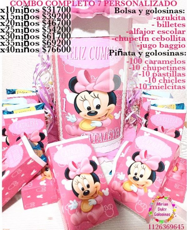 Producto - Combo cumpleaños 7 Minnie rosa