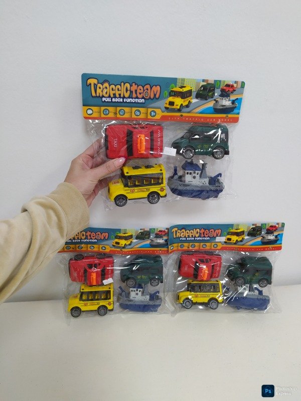 Producto - Blíster autos taxi, policía, barco, autobús