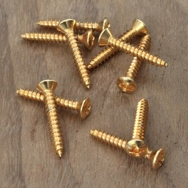 Producto - Tornillos Cabeza Gota de Sebo Acero inoxidable Bañados en Oro 15 mm por unidad