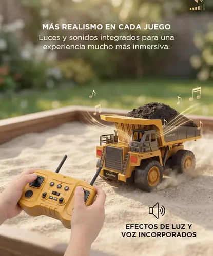 Producto - Camión Volquete Juguete Vehículo Con Control Remoto Luces Y Sonido - 2