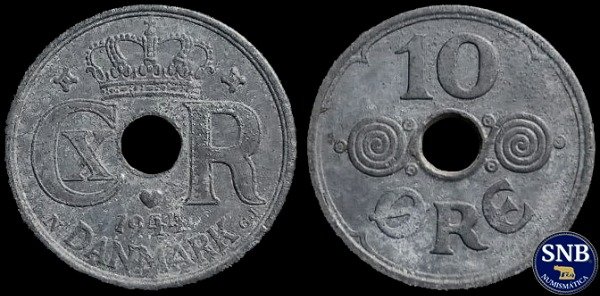 Producto - Dinamarca - 10 Ore (1944) KM #822.2.a - Ocupación Alemana Segunda Guerra Mundial