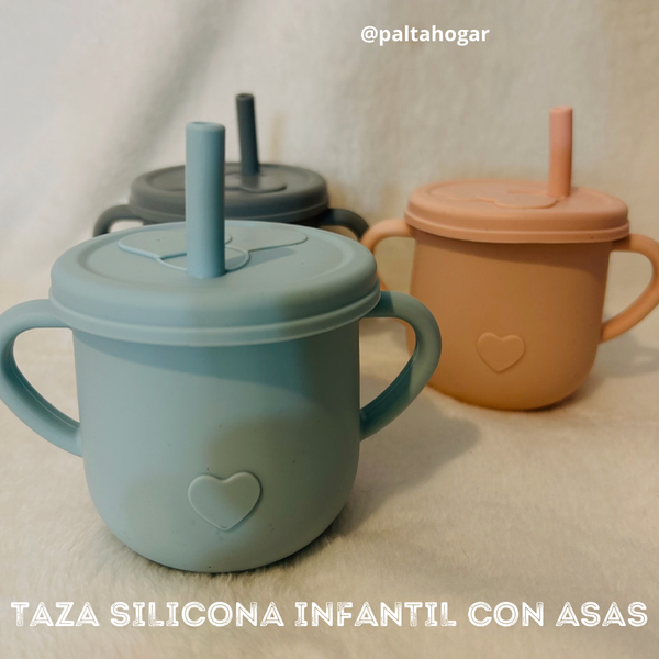 Producto - TAZA SILICONA INFANTIL CON ASAS + TAPA Y SORBETE