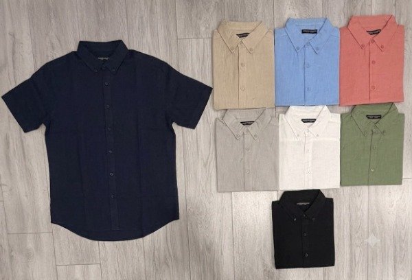 Camisa manga corta lino americana