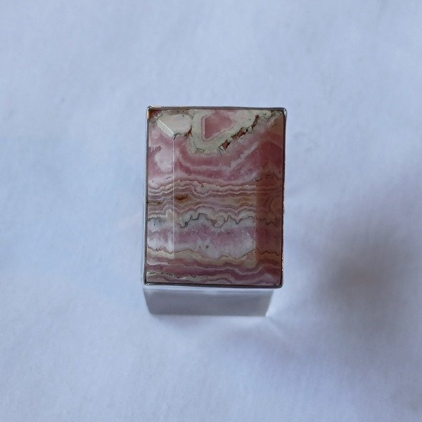 Producto - Anillo Plata 925 con rodocrosita biselado ajustable