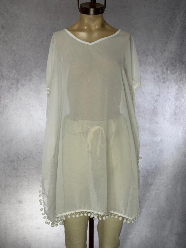 Producto - TUNICA ITALIANA BLANCA POMPONES