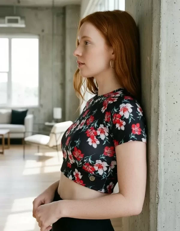 Producto - CROP TOP FLORAL NEGRO - 3