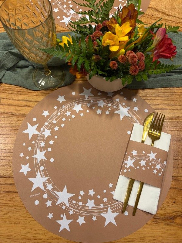 Producto - Set Platos De Sitio Papel + Porta Servilletas X 12 Unid. Descart - 9