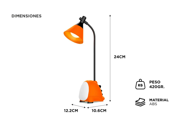Producto - Lámpara De Escritorio Dinosaurios Con Luz Nocturna -Gadnic - 5