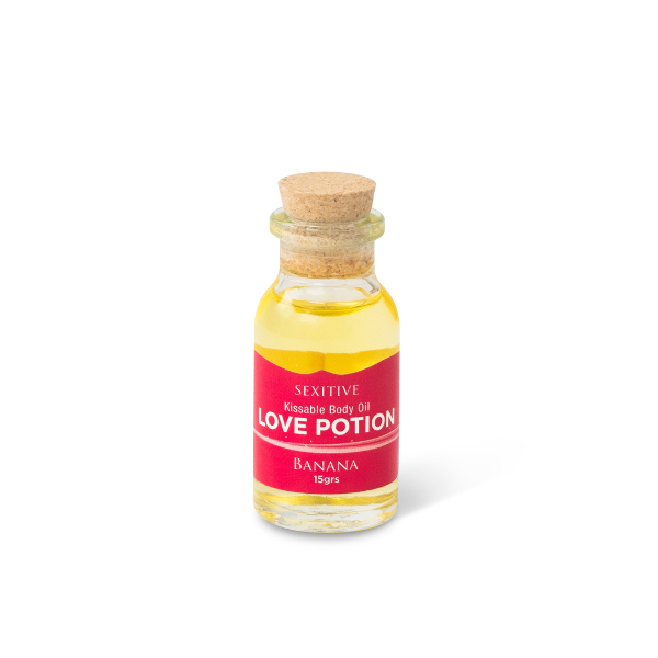 Producto - MINI LOVE POTION Aceite Saborizado Efecto Tibio BANANA 15ml