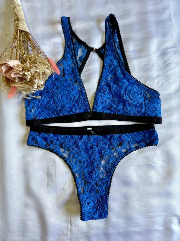 Producto - Conjunto encaje Azul Francia
