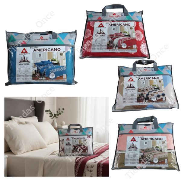 Producto - Sabanas diseño americano 1 plaza 1/2 - Por 3 unidades