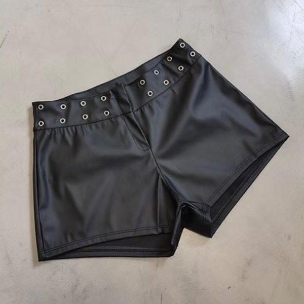 Producto - Short Cuerina Cintura Ojalillos Tiro Bajo