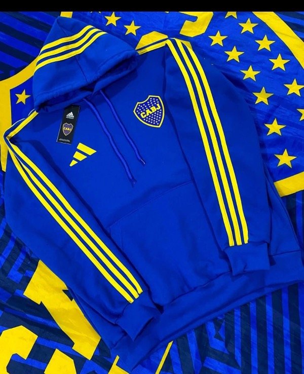 Producto - Buzo Canguro Boca Azul Francia Tiras Amarillas Premium