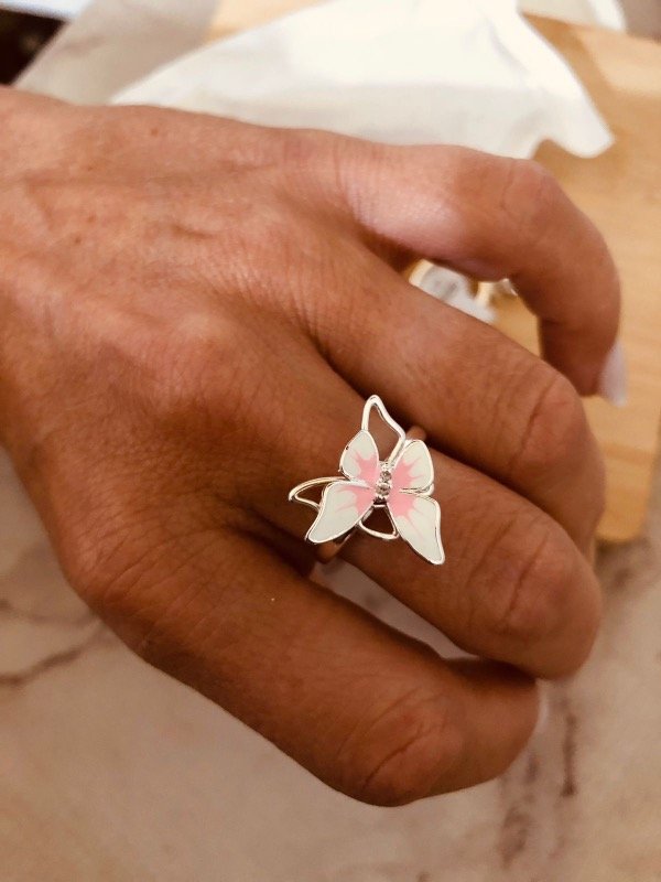 Producto - Anillo Butterfly colores pasteles giratorios Acero Blanco