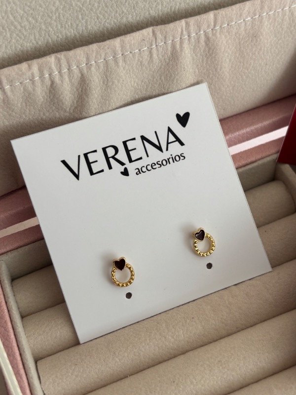 Producto - Aros pasantes minis corazoncitos negros