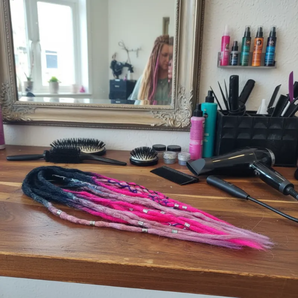 Producto - Media cabeza rosa y fucsia con raiz negra