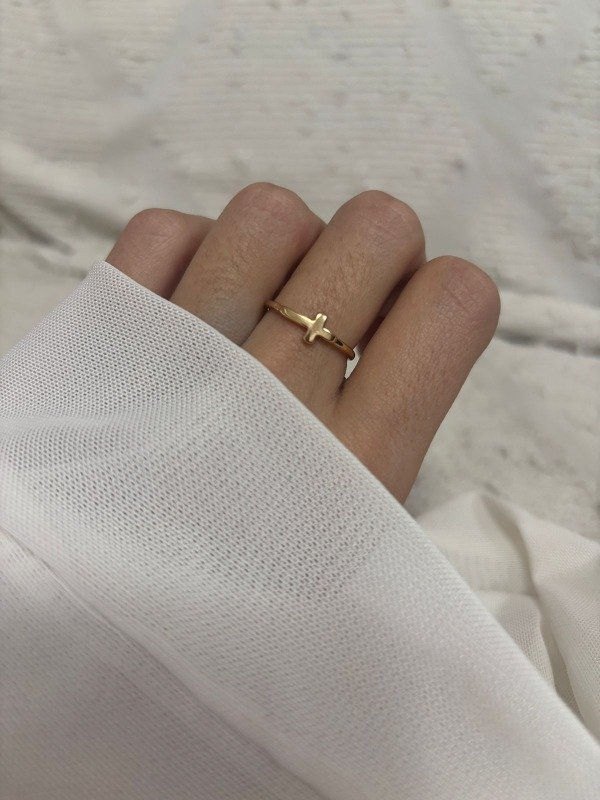 Producto - Anillo Cruz Acero Dorado