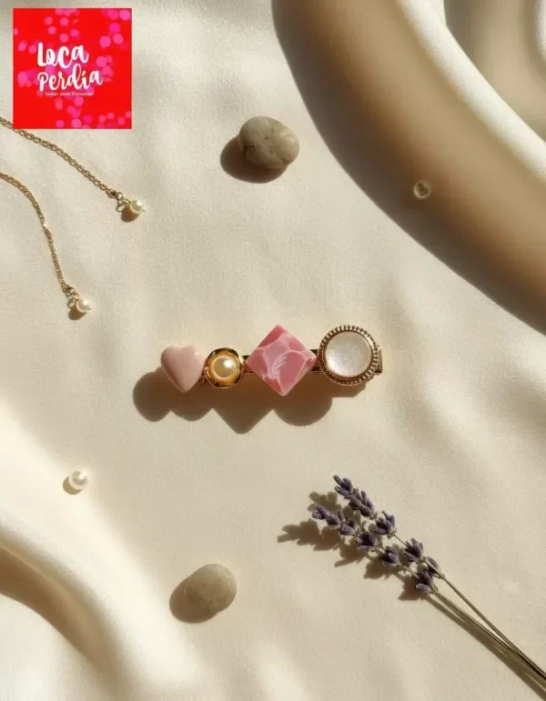 Producto - Hebilla Lila y Blanco 6 cm Con Pinza