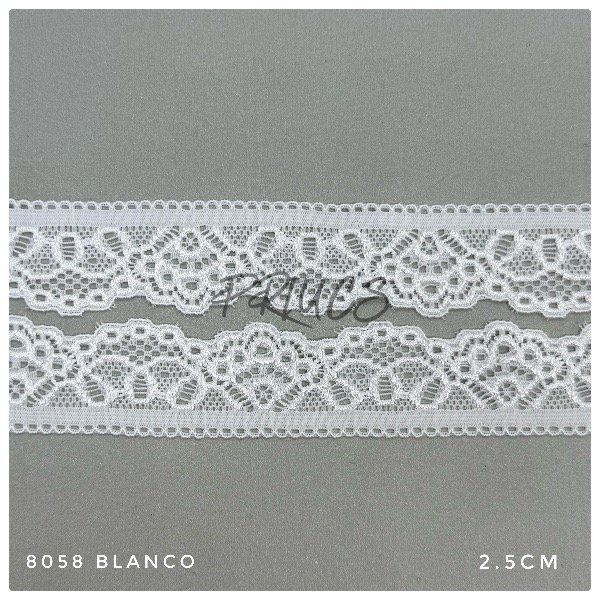 Producto - 8058- Puntilla Elastizada 2.5cm BLANCO