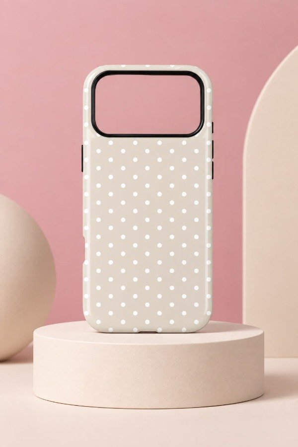 Producto - Case super reforzada lunares crema