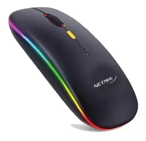 Producto - MOUSE INALAMBRICO NETMAK NM-W90 RGB 4 BOTONES 1600DPI RECARGABLE