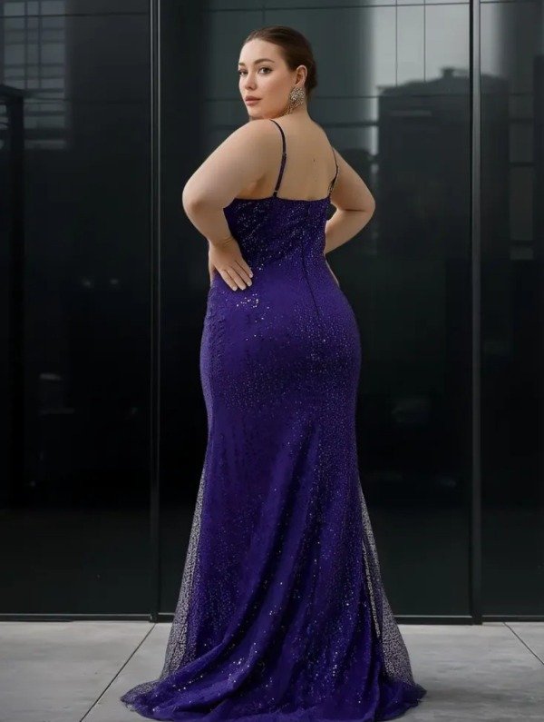 Producto - Vestido sirena azul francia con lentejuelas importado - 4