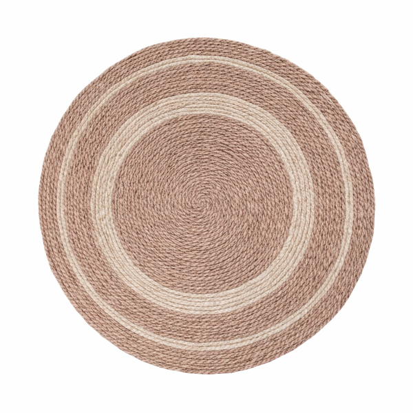 Producto - Alfombra Redonda de Fibras Naturales 80 cm Trama Espiral Continua Beige