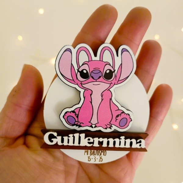 Producto - Souvenir llavero o iman personalizado - STITCH ROSA