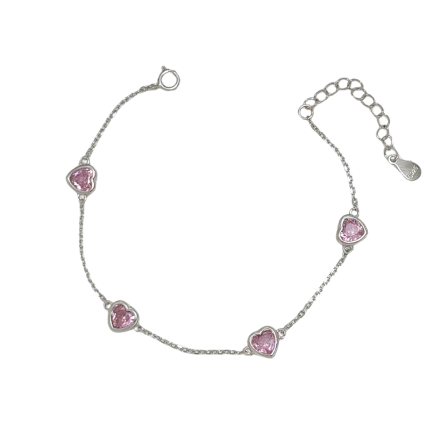 Producto - Pulsera de Plata 925 Corazón Rosa