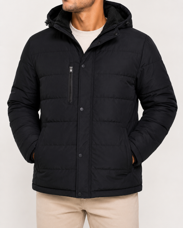 Producto - Campera de Abrigo con piel y bolsillo frontal con capucha desmontable - 1