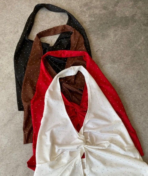 Producto - TOP CON STRASS NUDO CRUZADO