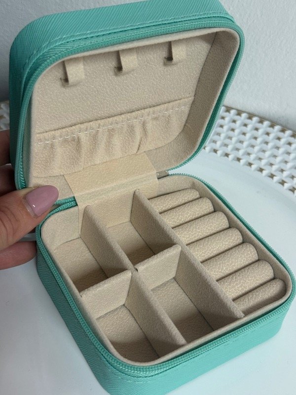 Producto - J003 Joyero cuadrado color aqua 10x10 cm