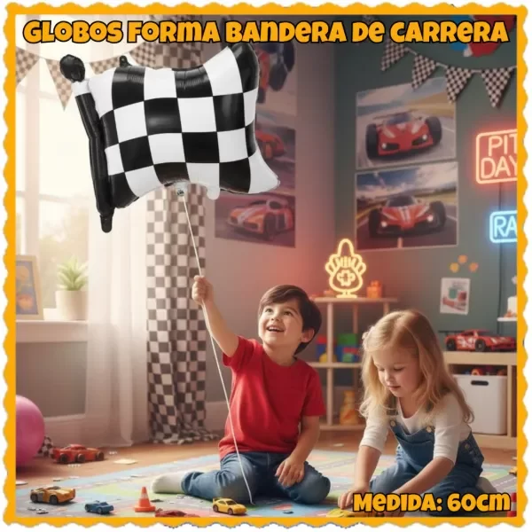 Producto - Globo Forma Bandera de Carrera Grande 60cm
