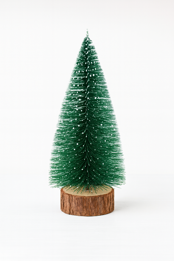 Producto - Pinito verde nevado 15c base madera