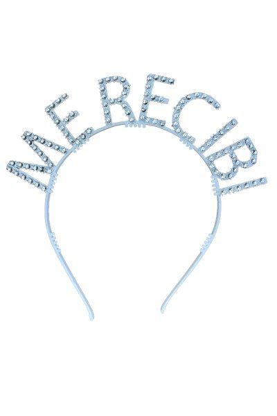 Producto - Vincha plastica con strass ME RECIBI color plateado