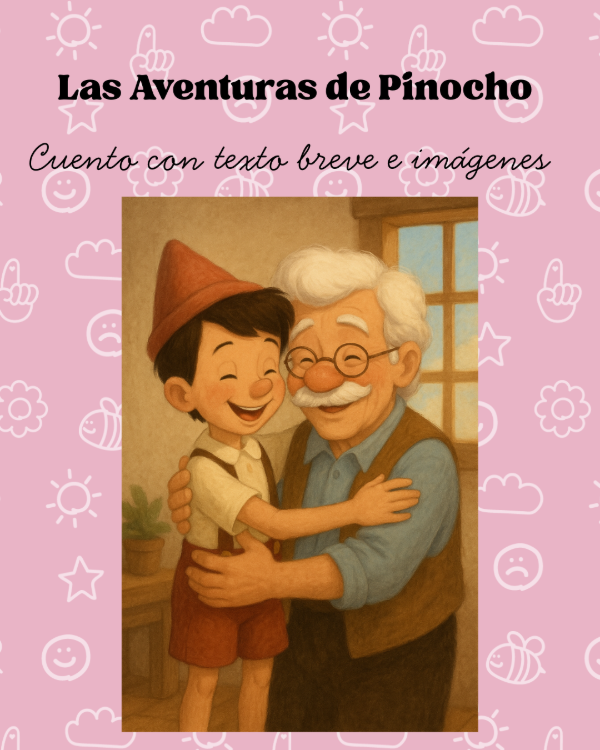 Producto - Las Aventuras de Pinocho. Texto breve, imprenta mayúscula y con imágenes