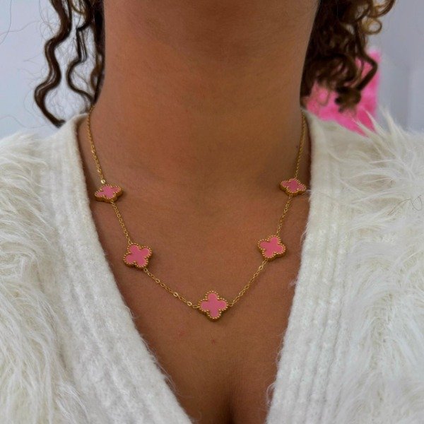 Producto - CONJUNTO DORADO TREBOLES ROSAS