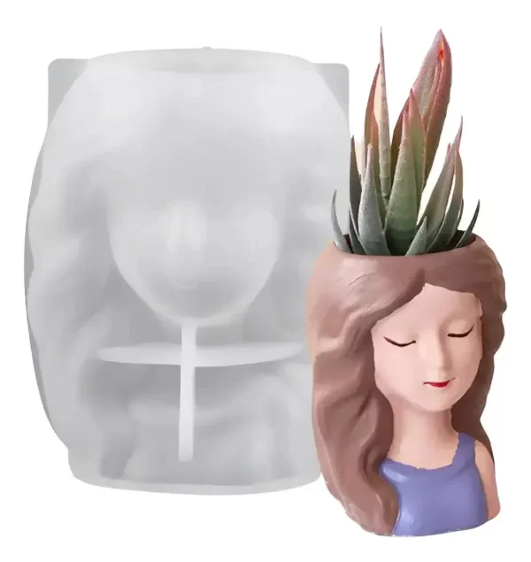 Producto - MOLDE MACETA MUJER PELO LARGO