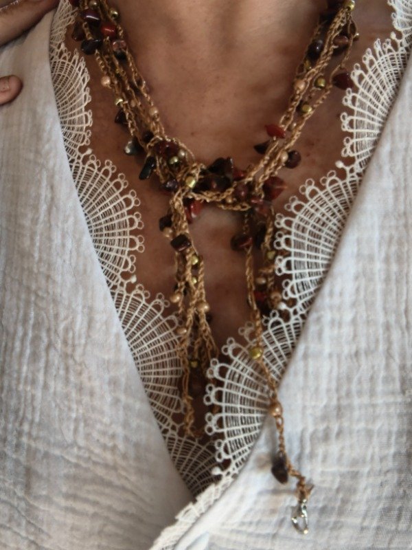 Producto - Collar jaspe rojo Ipanema mil vueltas