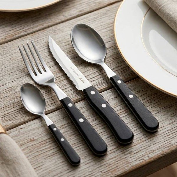 Producto - SET DE 16 CUBIERTOS HUDSON DAILY ACERO Y MADERA - 0