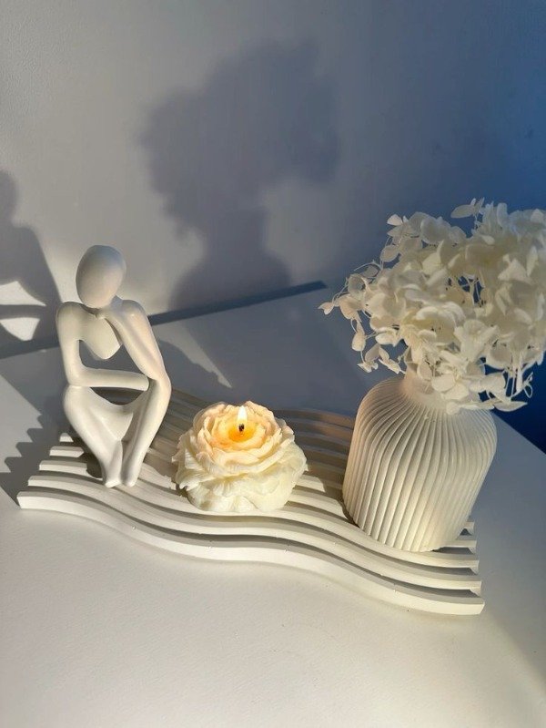Producto - Combo 4 Piezas Florero + Vela Peonia chica + Estatua Pensante