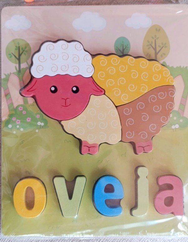 Producto - Encastre Rompecabezas Animal Oveja con Letras en Madera