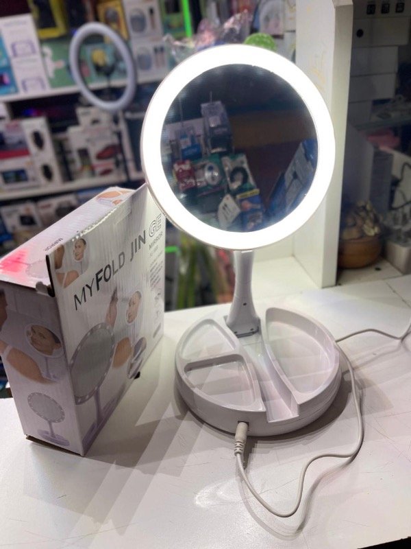 Producto - Espejo con luz led redondo a usb doble luz