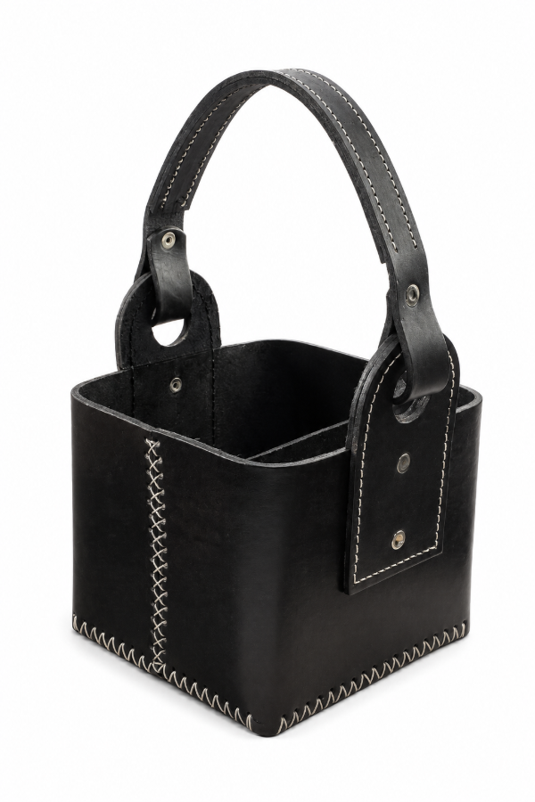 Producto - Canasta Matera de Cuero Cuadrada Reforzada Exclusiva