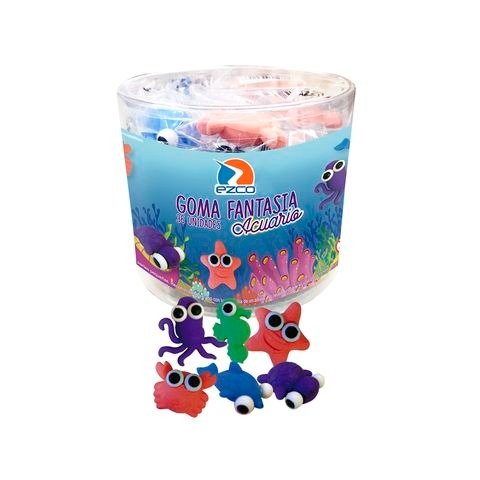 Producto - GOMA DE BORRAR FANTASIA ACUARIO POTE X36 SURTIDO EZCO