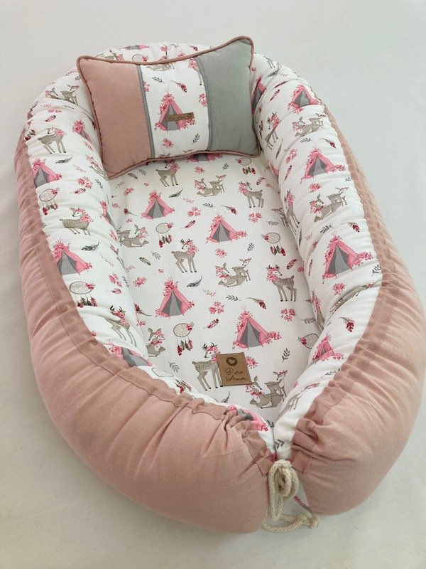 Producto - Set nido y almohadita bambis rosa viejo