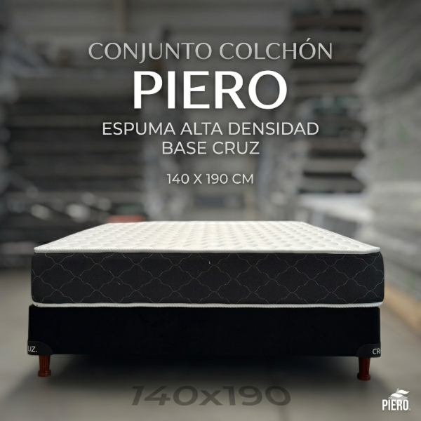 Producto - CONJUNTO COLCHÓN PIERO ESPUMA ALTA DENSIDAD + BASE CRUZ 140 X 190 CM