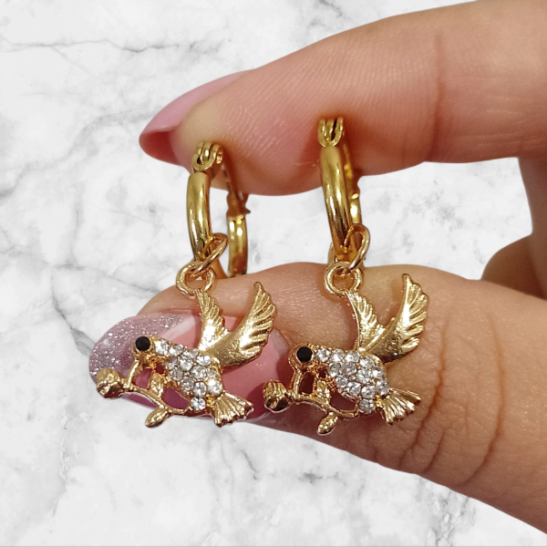 Producto - Aros argollas dije colibrí AD 40166